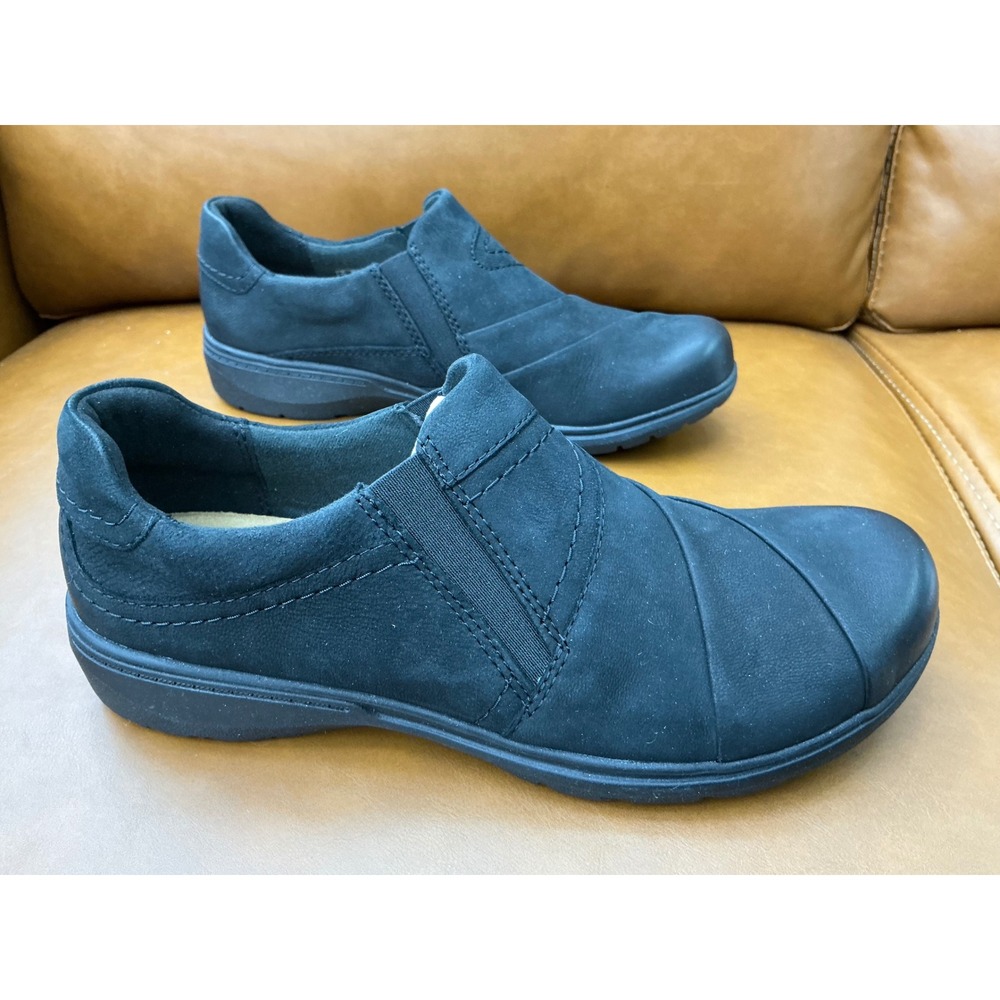 Clarks Slip On Loafers Womens 8 Black Nubuck Leather Comfort Shoes